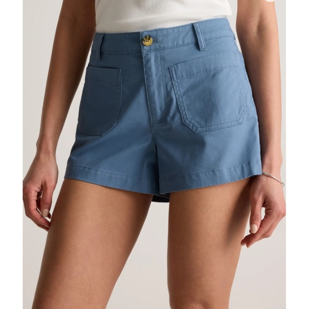 Quince Organic Cotton Stretch Chino Shorts Slate Blue Gray Utility Size 2 NWT